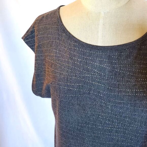 Foreign Exchange Tops - Gray w/ Gold Detail Foreign Exchange Tunic Top, Small